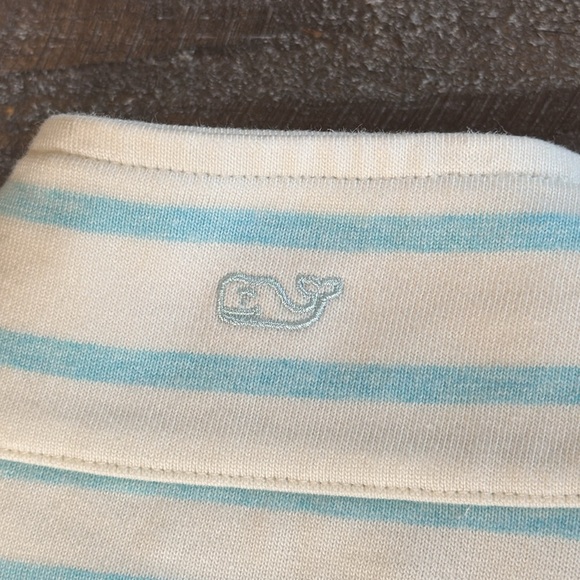 Vineyard Vines Sweatshirt Women's S Small 1/2 Zip Light Blue White Striped Whale - Picture 8 of 9
